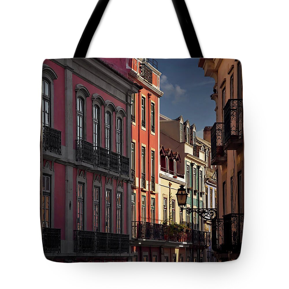 Lisbon Tote Bag featuring the photograph Colourful Architecture in Lisbon Portugal by Carol Japp