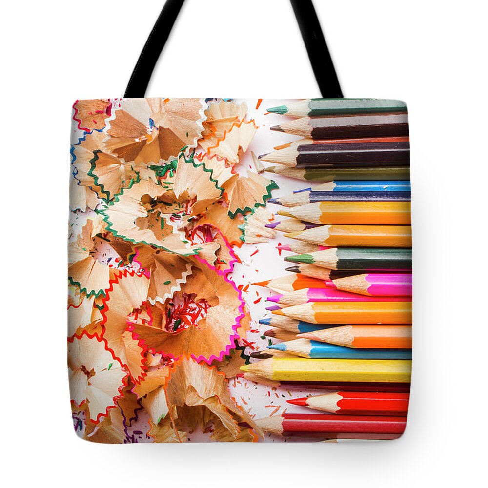 Pencil Tote Bag featuring the photograph Colourful leftovers by Jorgo Photography