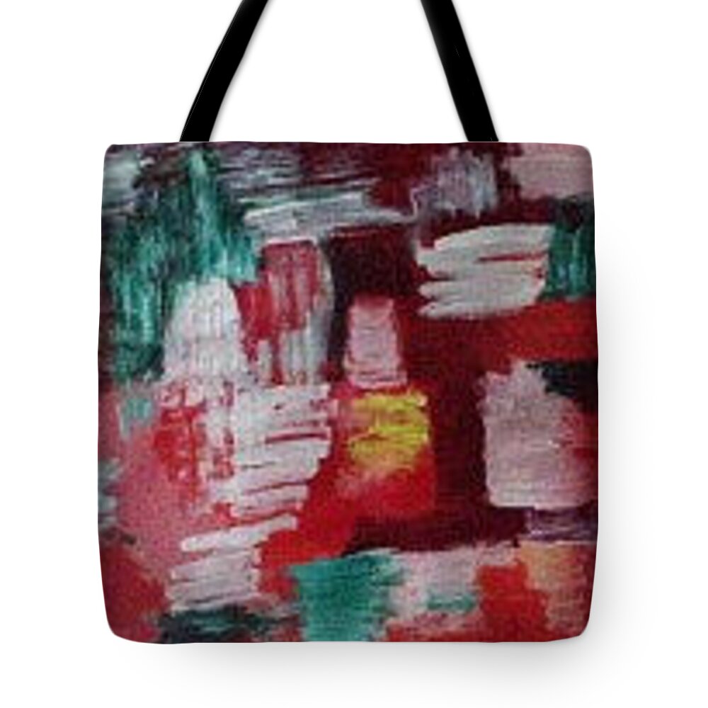Colours Tote Bag featuring the painting Colours in Abstract by Sam Shaker
