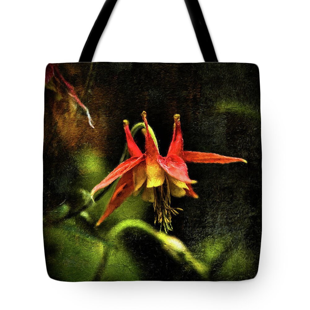 Wildflower Tote Bag featuring the photograph Columbine 2016 digital painting by Fred Denner