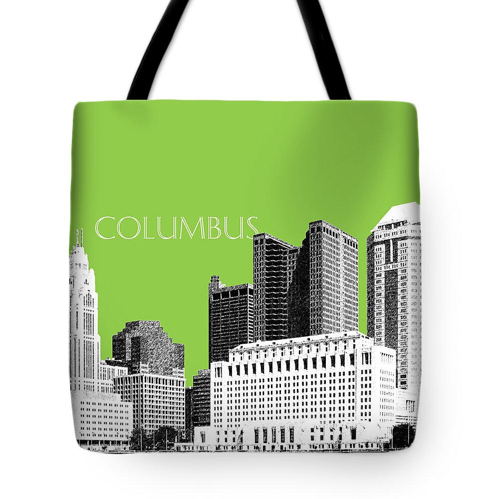 Architecture Tote Bag featuring the digital art Columbus Ohio Skyline - Olive by DB Artist