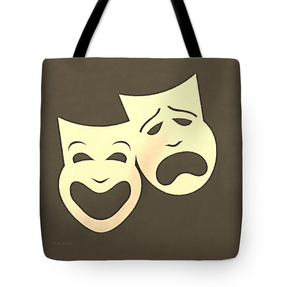 Comedy And Tragedy Tote Bag featuring the photograph COMEDY n TRAGEDY SEPIA by Rob Hans