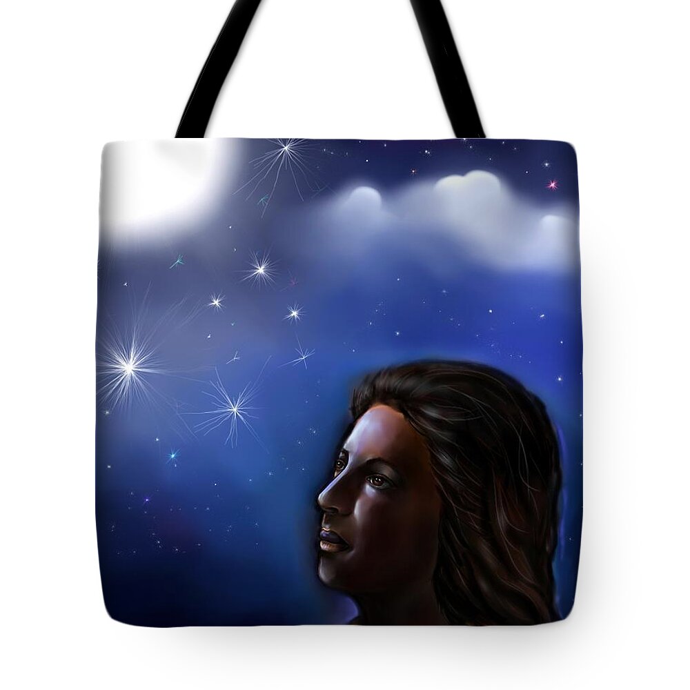 Person Tote Bag featuring the digital art Communicating with God by Carmen Cordova
