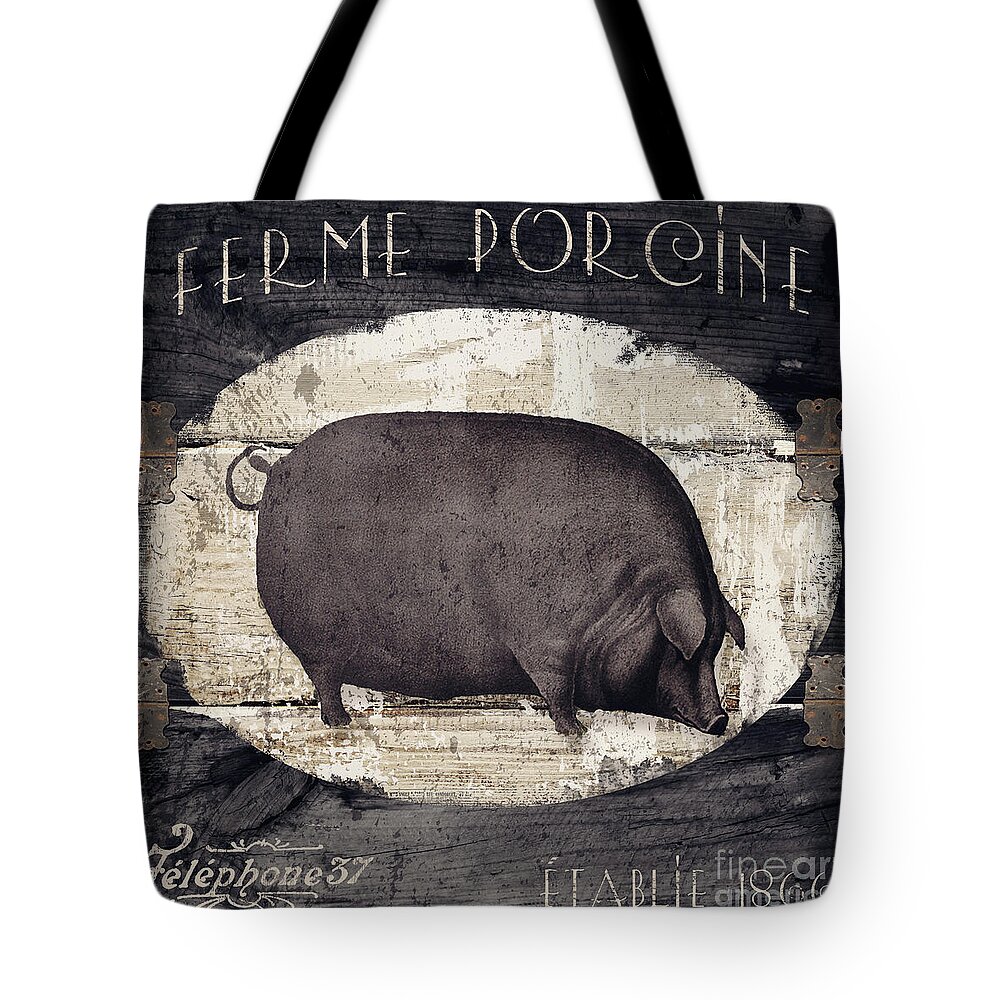 Pig Tote Bag featuring the painting Compagne II Pig Farm by Mindy Sommers
