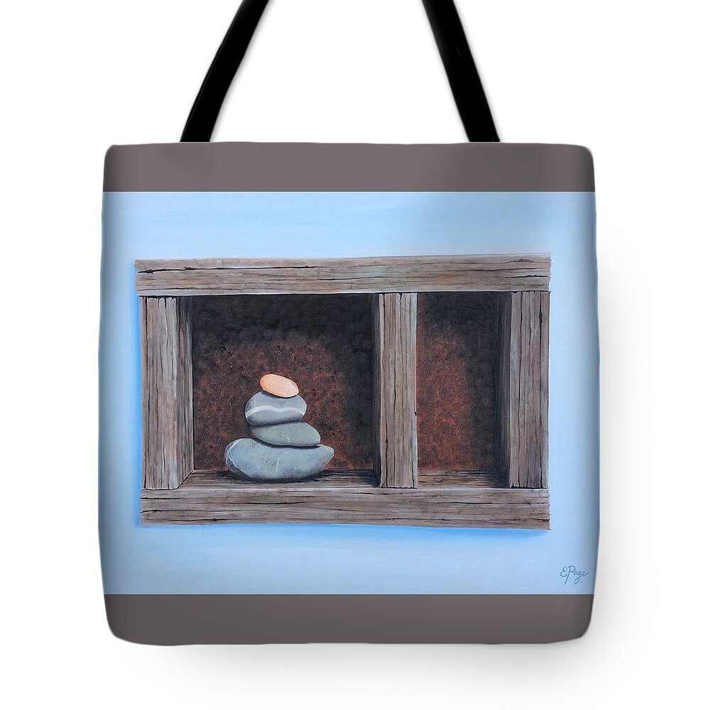 Rock Tote Bag featuring the painting Compartments by Emily Page
