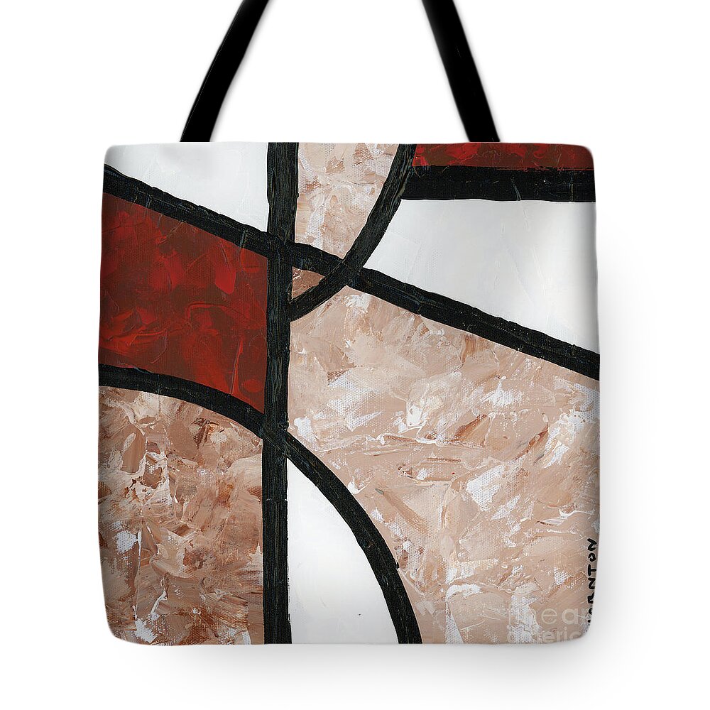 Abstract Tote Bag featuring the painting Compartments Panel 6 by Diane Thornton