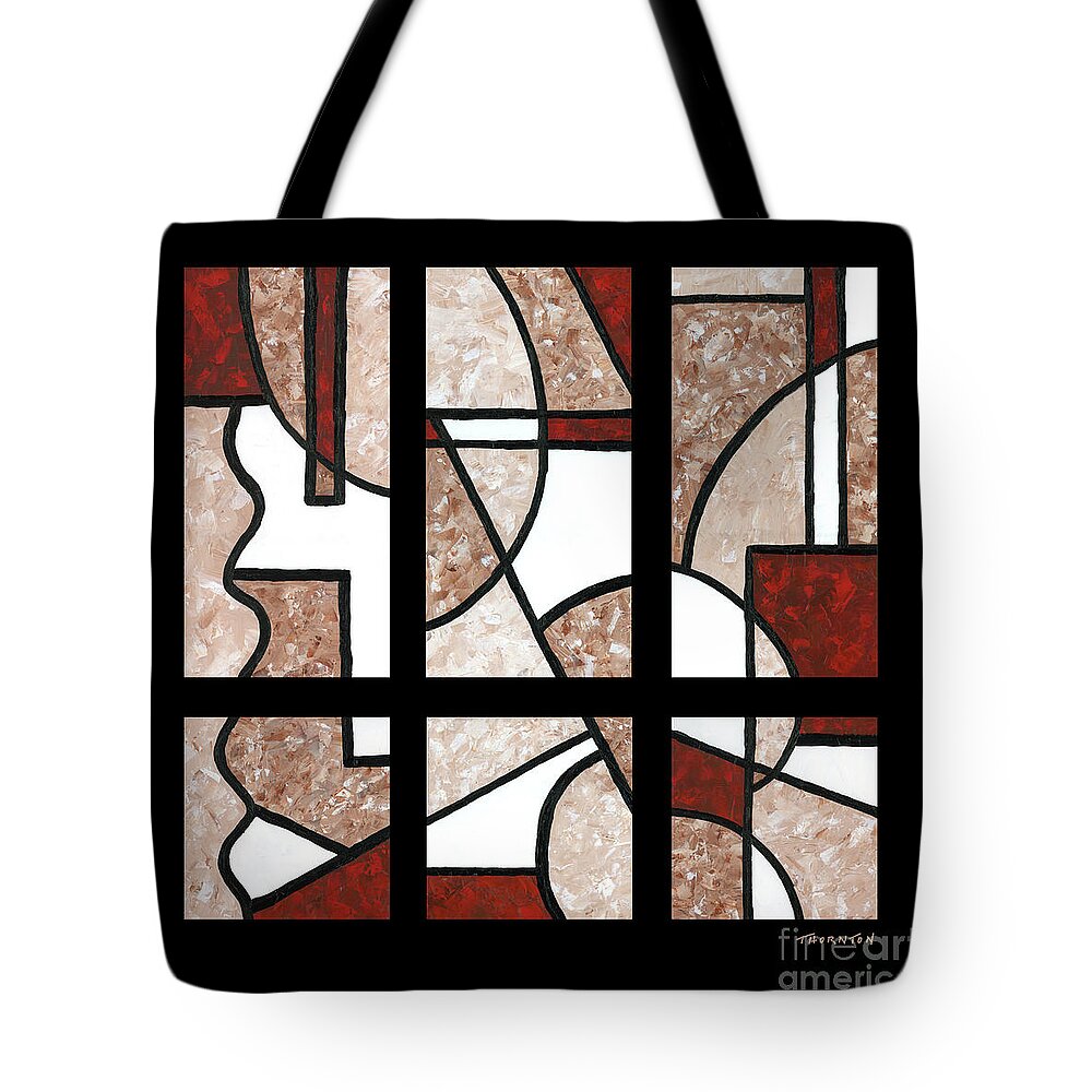 Abstract Tote Bag featuring the painting Compartments Six Panels by Diane Thornton