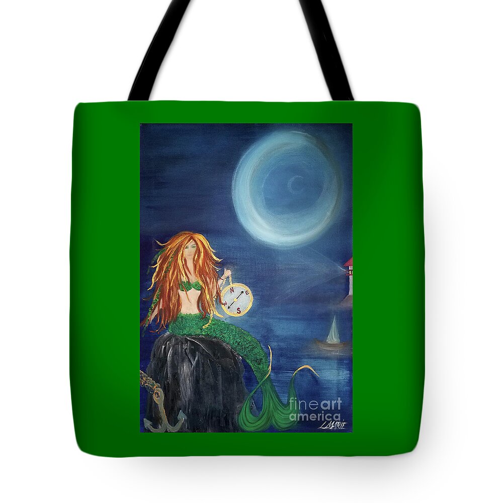 Mermaid Tote Bag featuring the painting Compass Mermaid by Artist Linda Marie