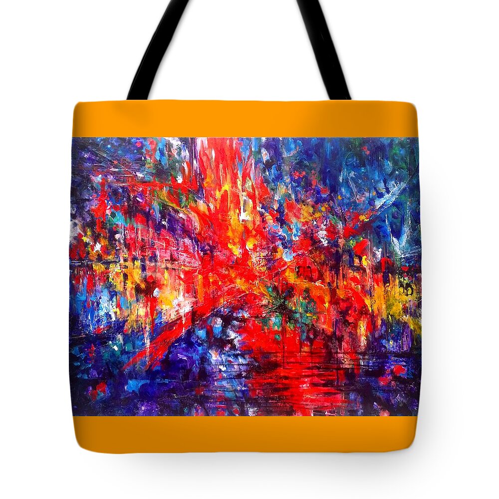 Energy Spiritual Art Tote Bag featuring the painting Composition # 1. Series Abstract Sunsets by Helen Kagan