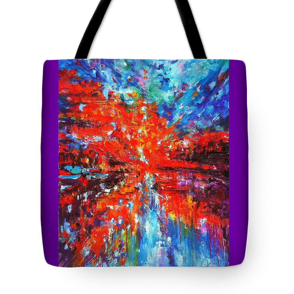 Energy Spiritual Art Tote Bag featuring the painting Composition # 2. Series Abstract Sunsets by Helen Kagan