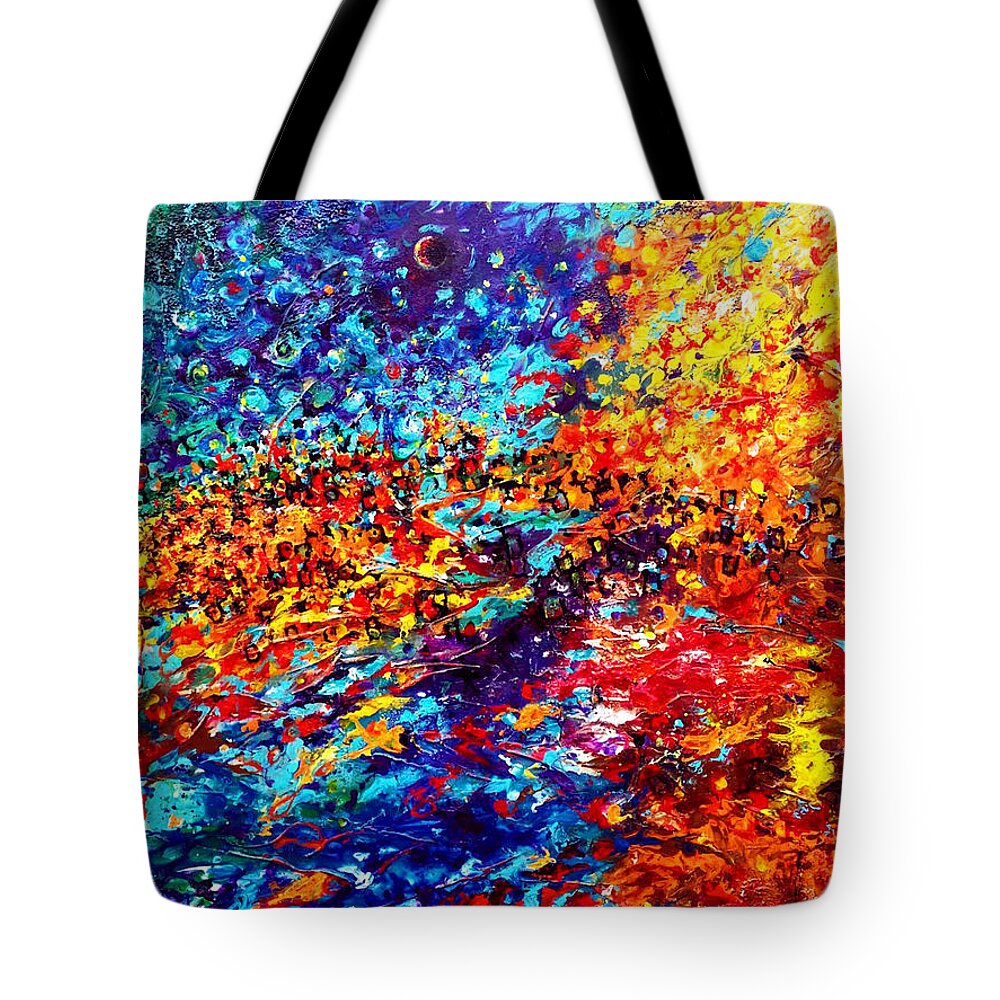 Energy Spiritual Art Tote Bag featuring the painting Composition # 5. Series Abstract Sunsets by Helen Kagan
