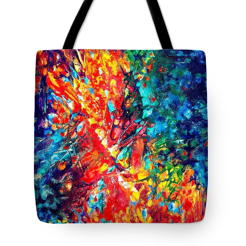 Energy Spiritual Art Tote Bag featuring the painting Composition #3. Abstract Sunsets. by Helen Kagan