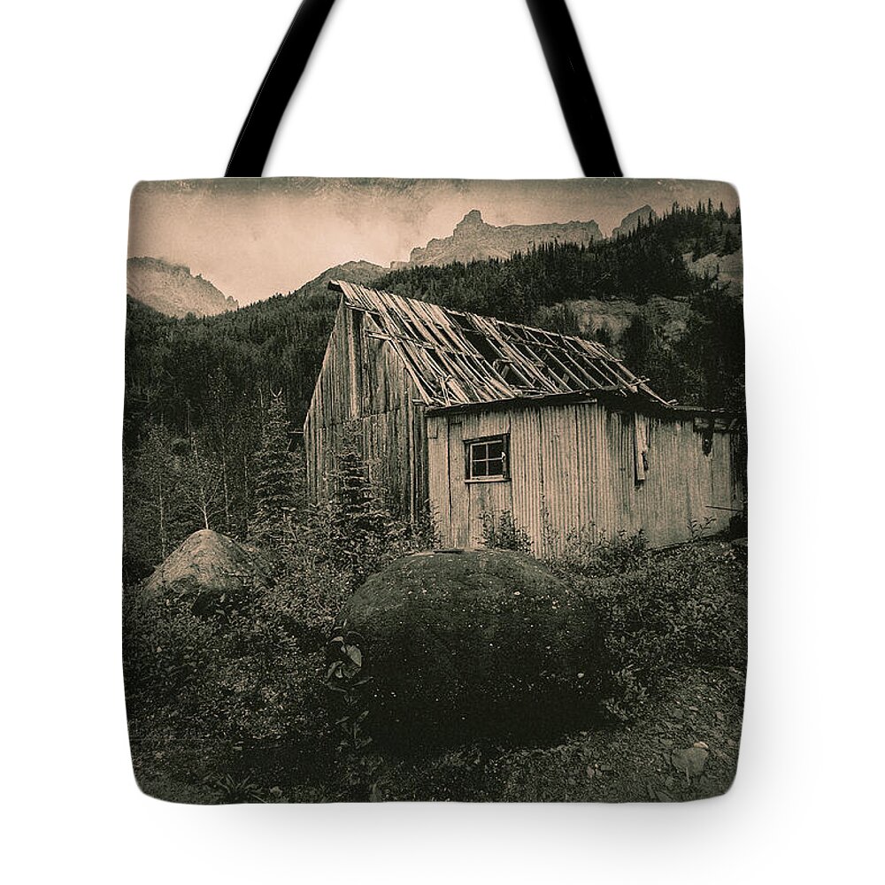 Old Shack Tote Bag featuring the photograph Compressor shack and blacksmith shop by Fred Denner