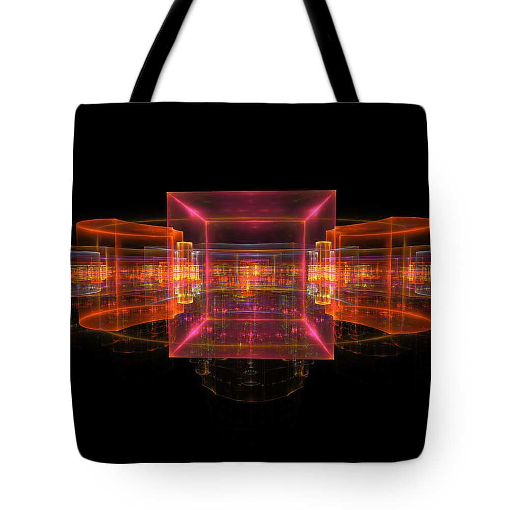 Red Tote Bag featuring the digital art Computer Generated 3D Abstract Fractal Flame Modern Art by Keith Webber Jr