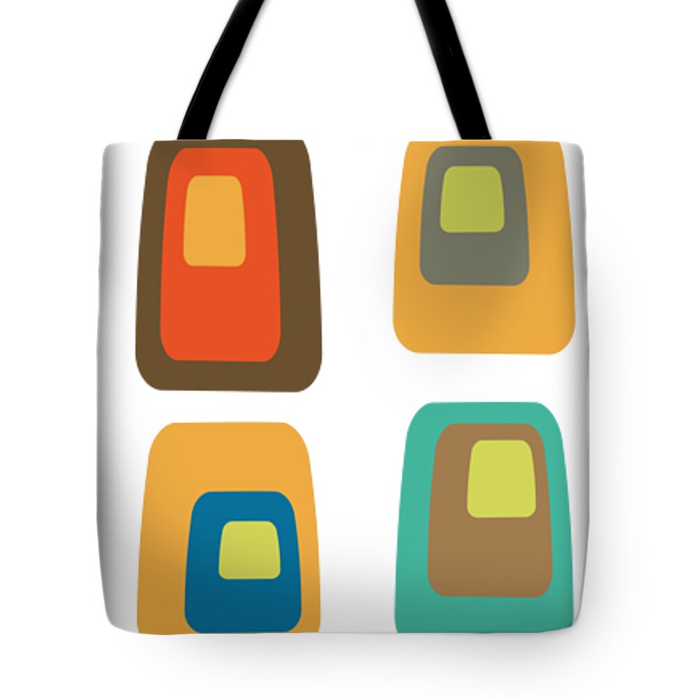 Mid Century Modern Tote Bag featuring the digital art Concentric Oblongs by Donna Mibus