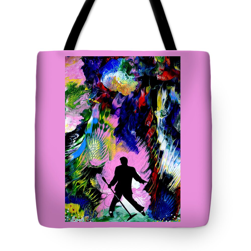 Elvis Tote Bag featuring the painting Concert in the Park by Pj LockhArt