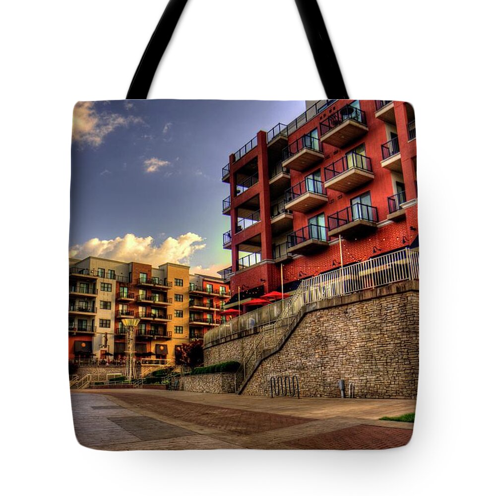 Building Tote Bag featuring the pyrography Condos by Ester McGuire