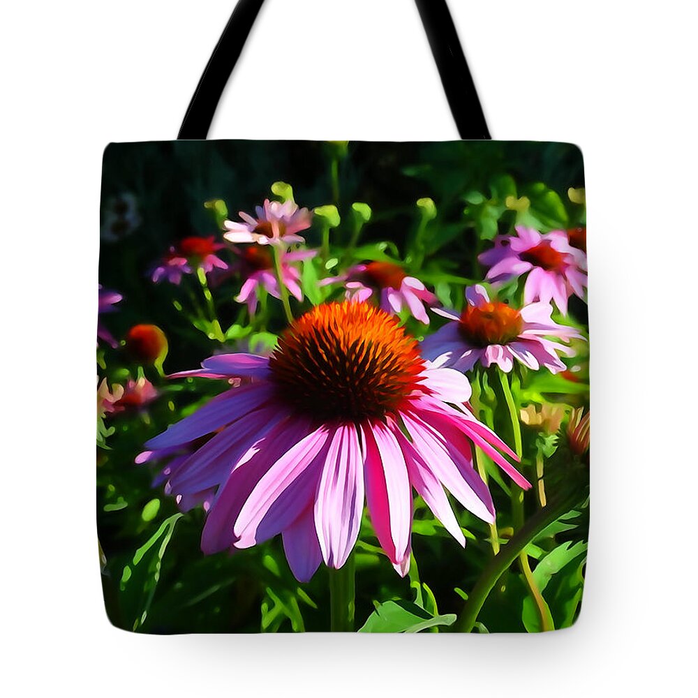 Coneflowers Tote Bag featuring the photograph Coneflowers Re-imagined by David T Wilkinson