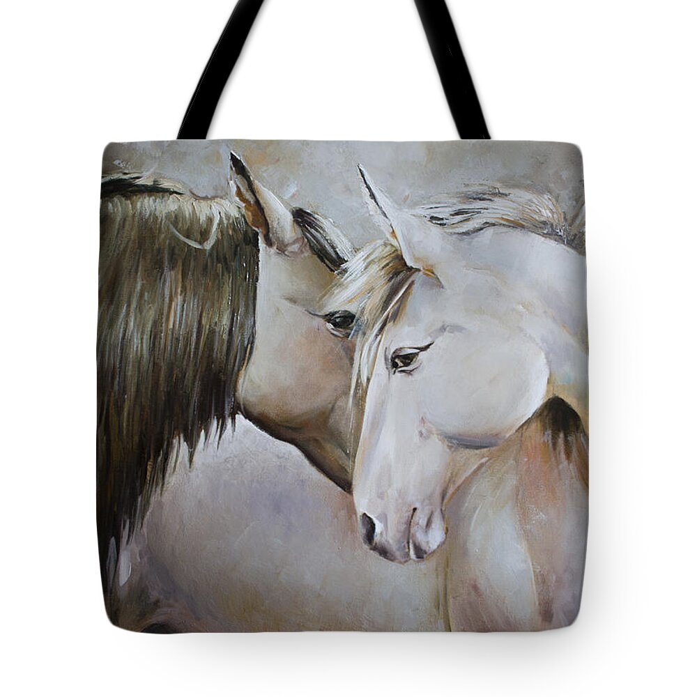 Horses Tote Bag featuring the painting Confesion by Vali Irina Ciobanu