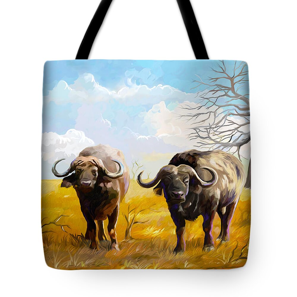 Cow Tote Bag featuring the painting Confidence by Anthony Mwangi