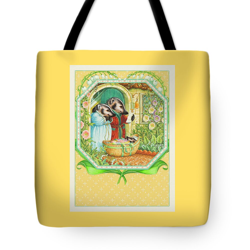 Greeting Card Tote Bag featuring the painting Congratulations to the Badger Family by Lynn Bywaters