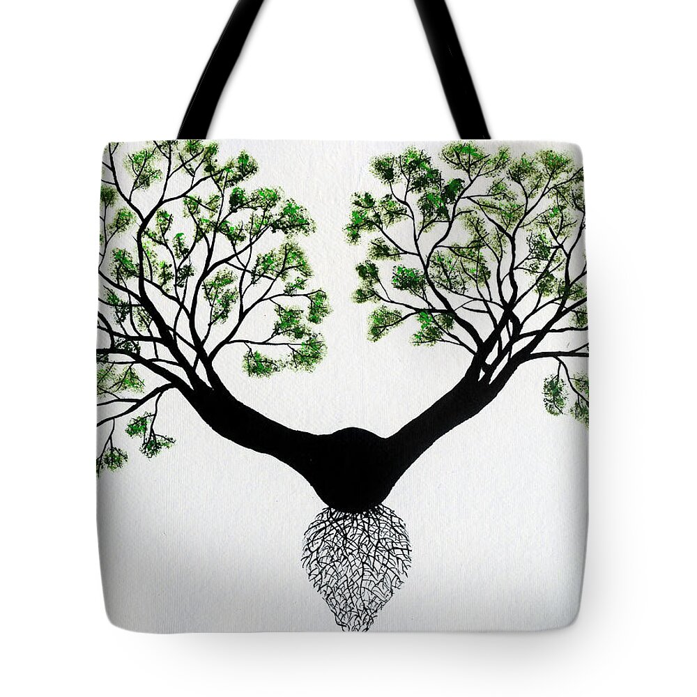Tree Tote Bag featuring the painting Conjurno by Sumit Mehndiratta