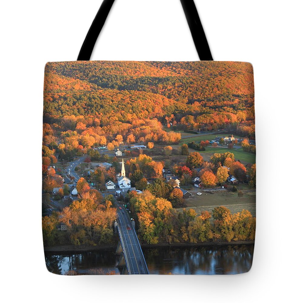 Autumn Tote Bag featuring the photograph Connecticut Valley Hills and Sunderland Fall Foliage by John Burk