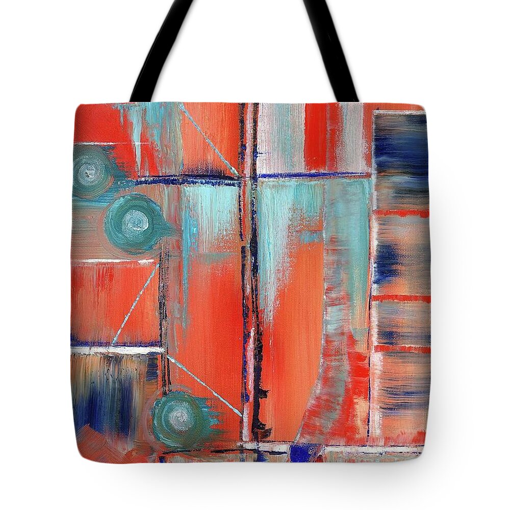 Abstract Tote Bag featuring the painting Connections by Tracey Lee Cassin