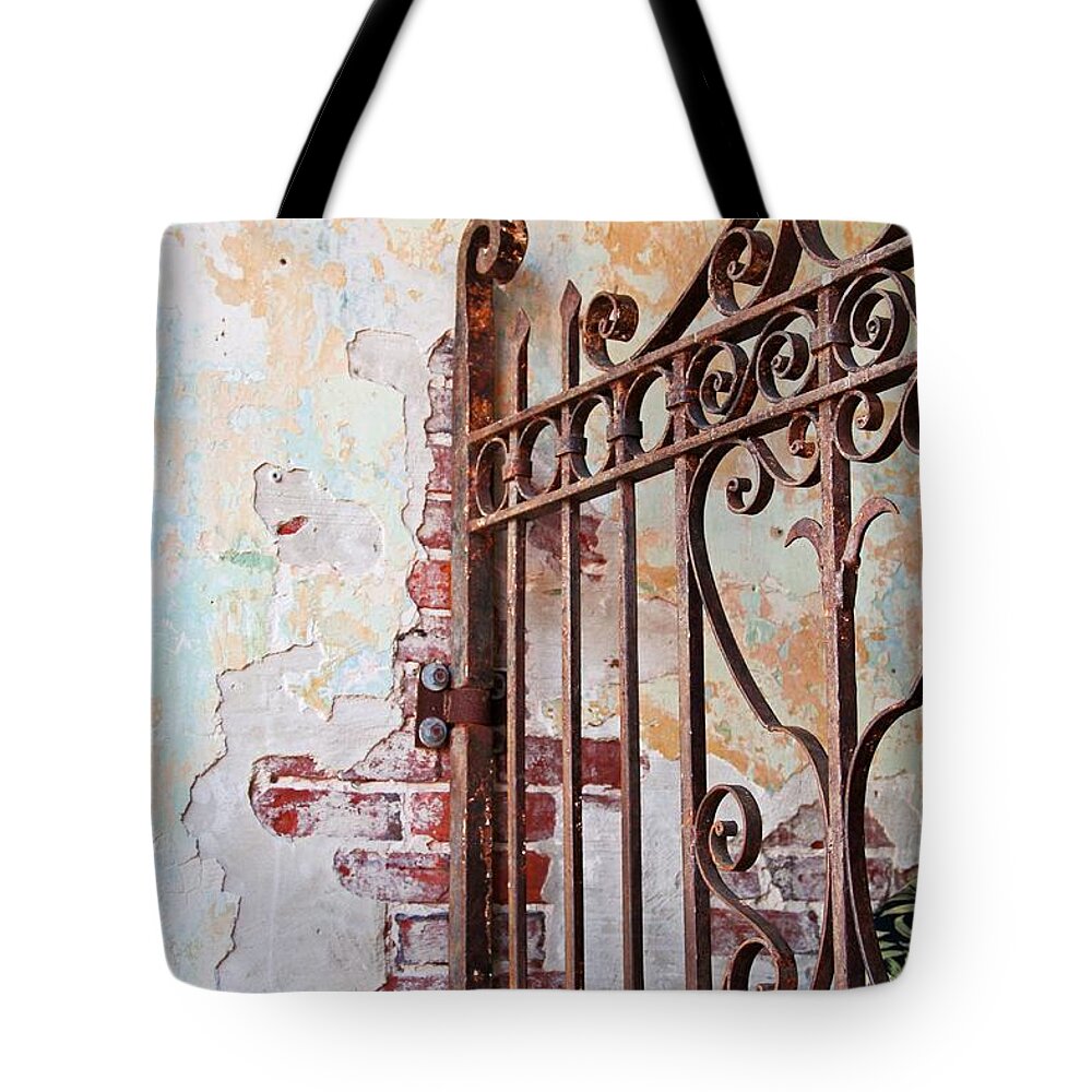 Gate Tote Bag featuring the photograph Consequences of the Past by Michiale Schneider