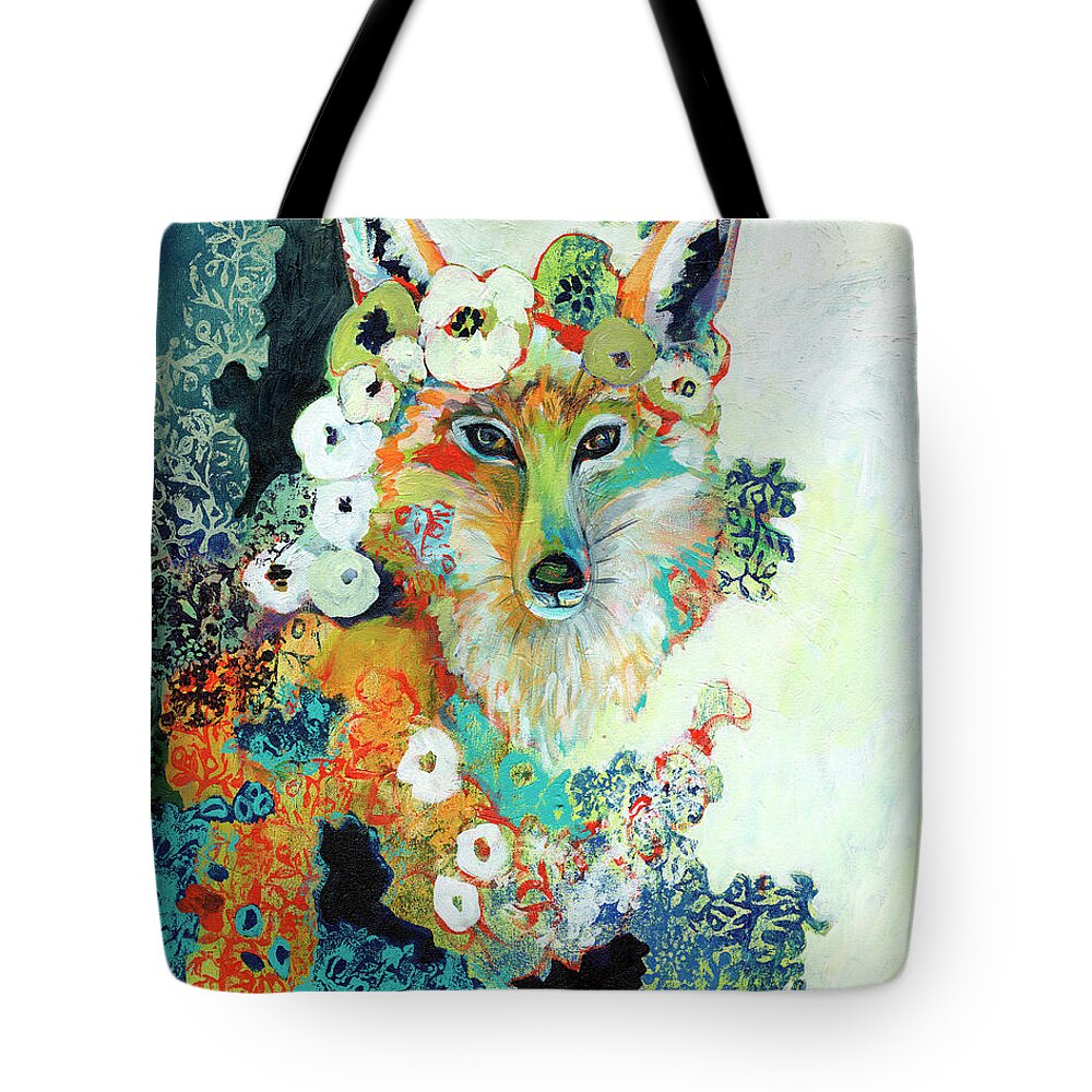 Fox Tote Bag featuring the painting Contemplating Pearls by Jennifer Lommers