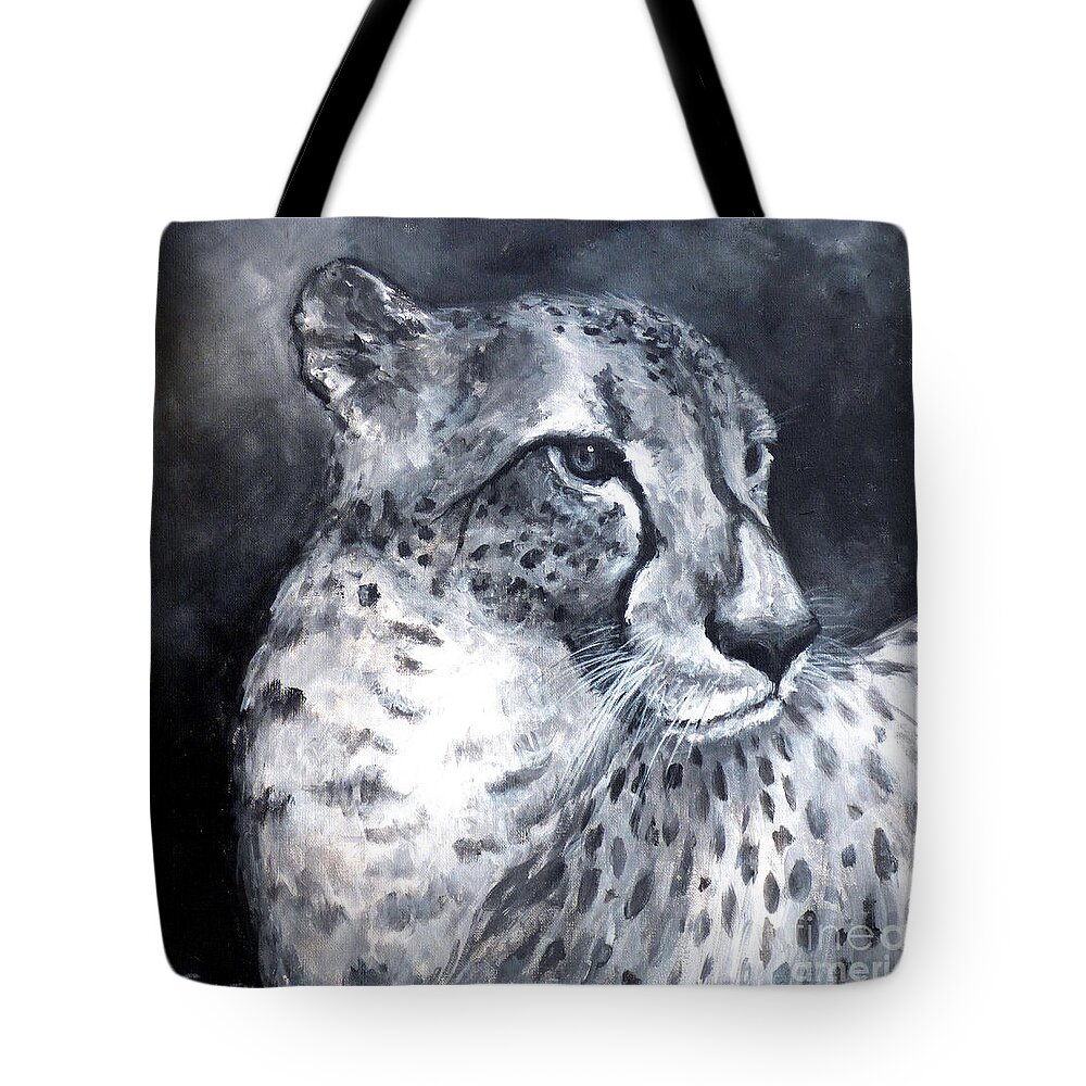 Cheetah Tote Bag featuring the painting Contemplation by Deborah Smith