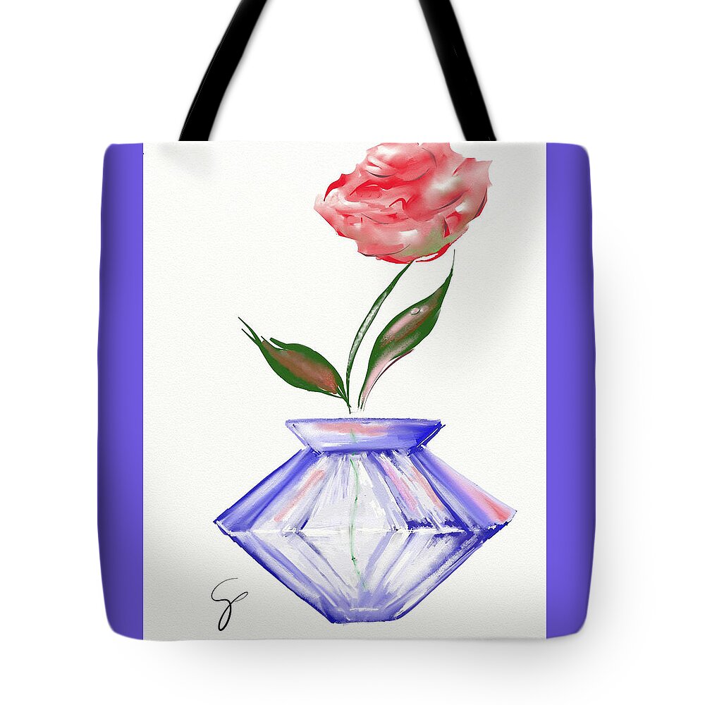 Digital Art Tote Bag featuring the digital art Contemporary rose by Georgia Pistolis