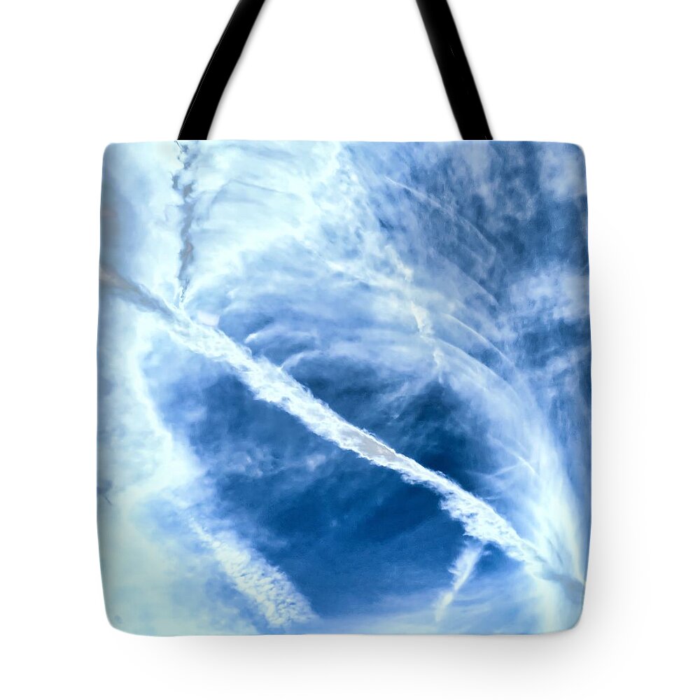 Arizona Tote Bag featuring the photograph Contrail Concentricities by Judy Kennedy