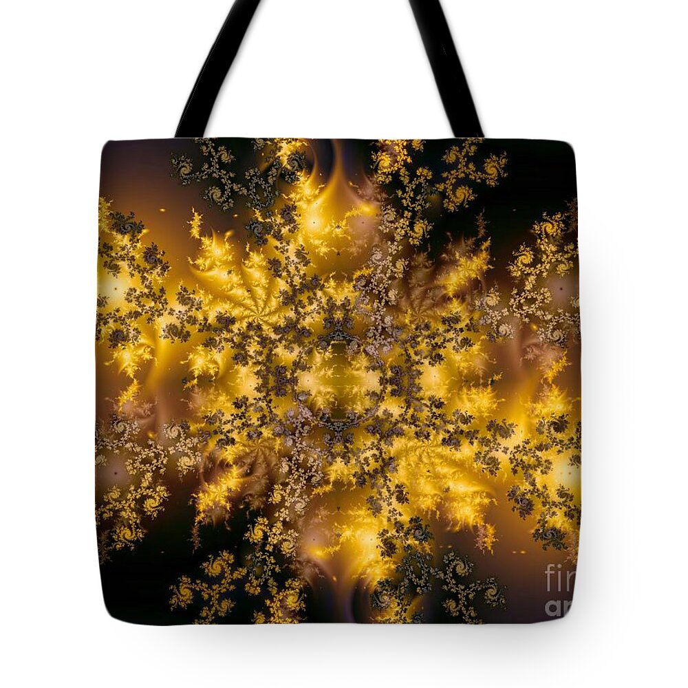 Controlled Chaos Tote Bag featuring the digital art Controlled Chaos / golden black by Elizabeth McTaggart
