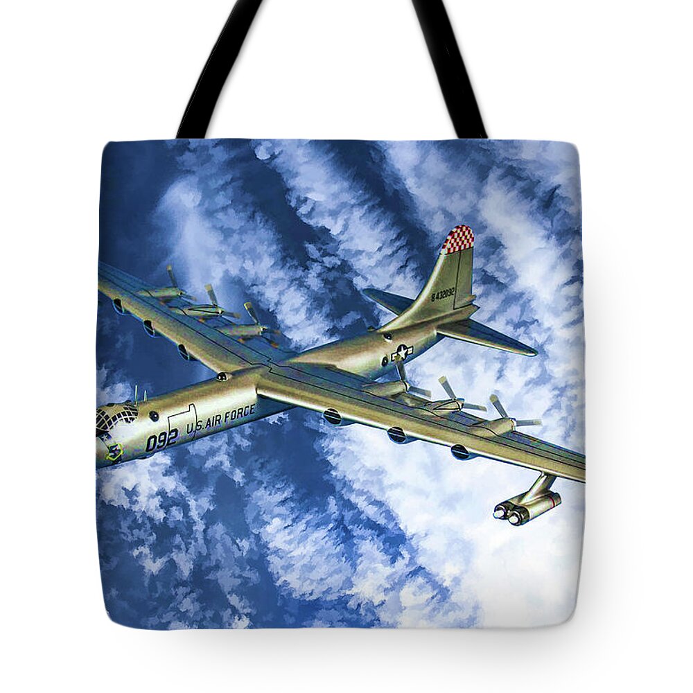 Convair B-36 Peacemaker Tote Bag featuring the digital art Convair B36 - Oil by Tommy Anderson