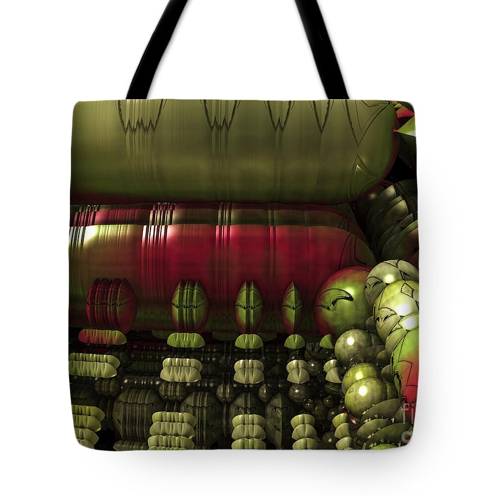 Fractal Tote Bag featuring the digital art Conveyer Rollers by Melissa Messick
