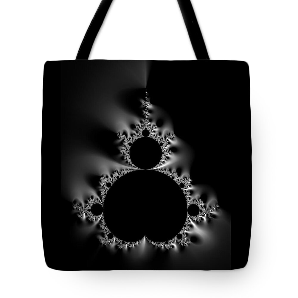 Mandelbrot Tote Bag featuring the digital art Cool black and white Mandelbrot Set by Matthias Hauser