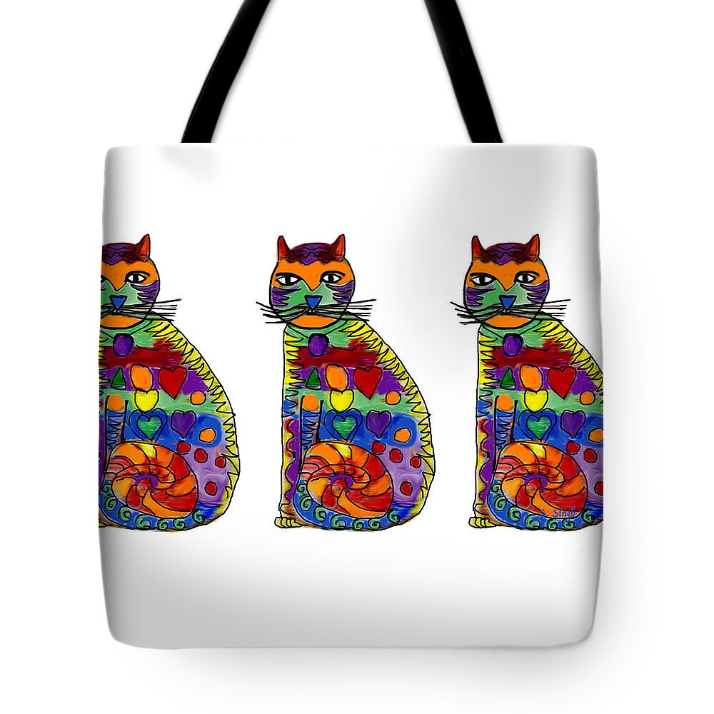 Cool Cats Tote Bag featuring the painting Cool cats by Sarabjit Singh