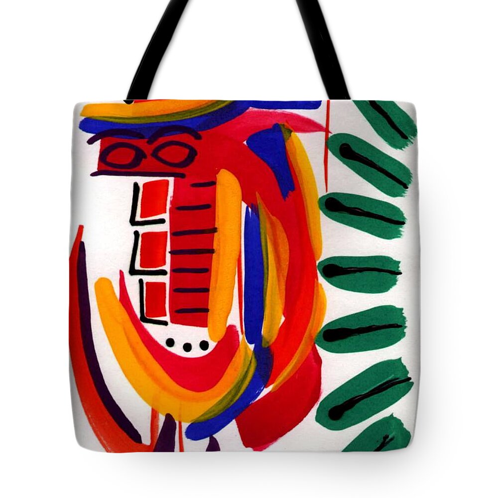 Abstract Tote Bag featuring the painting Cool Dude by Angela L Walker