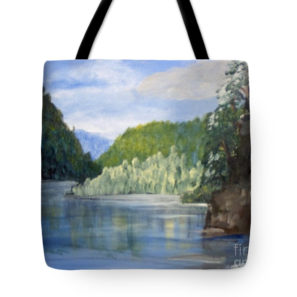 Landscape Tote Bag featuring the painting Cool Water by Saundra Johnson