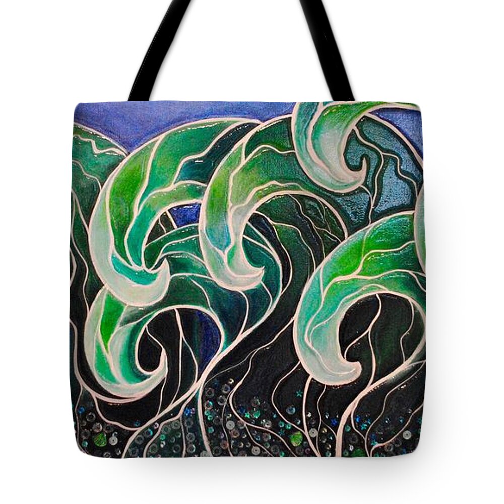 Waves Tote Bag featuring the painting Cool Waves by Patricia Arroyo