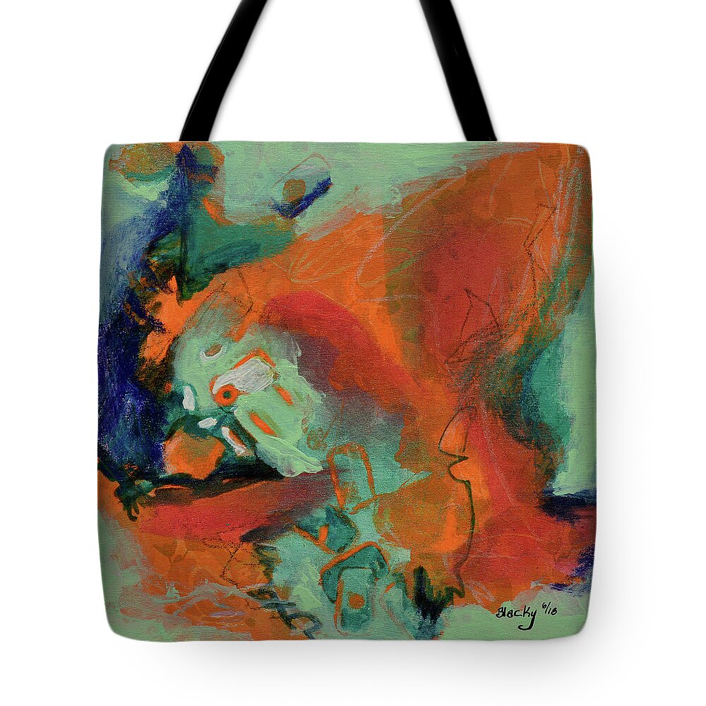 Cool Abstract Tote Bag featuring the mixed media Cooling Trend by Donna Blackhall
