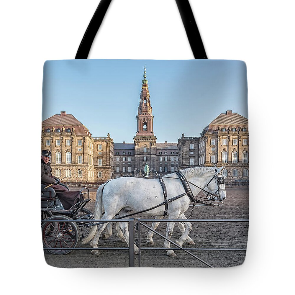 Horse Tote Bag featuring the photograph Copenhagen Christianborg Palace Horse and Cart by Antony McAulay
