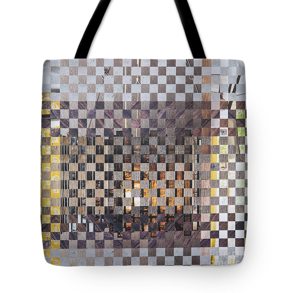 Paper Weaving Tote Bag featuring the mixed media Copper Glow by Jan Bickerton