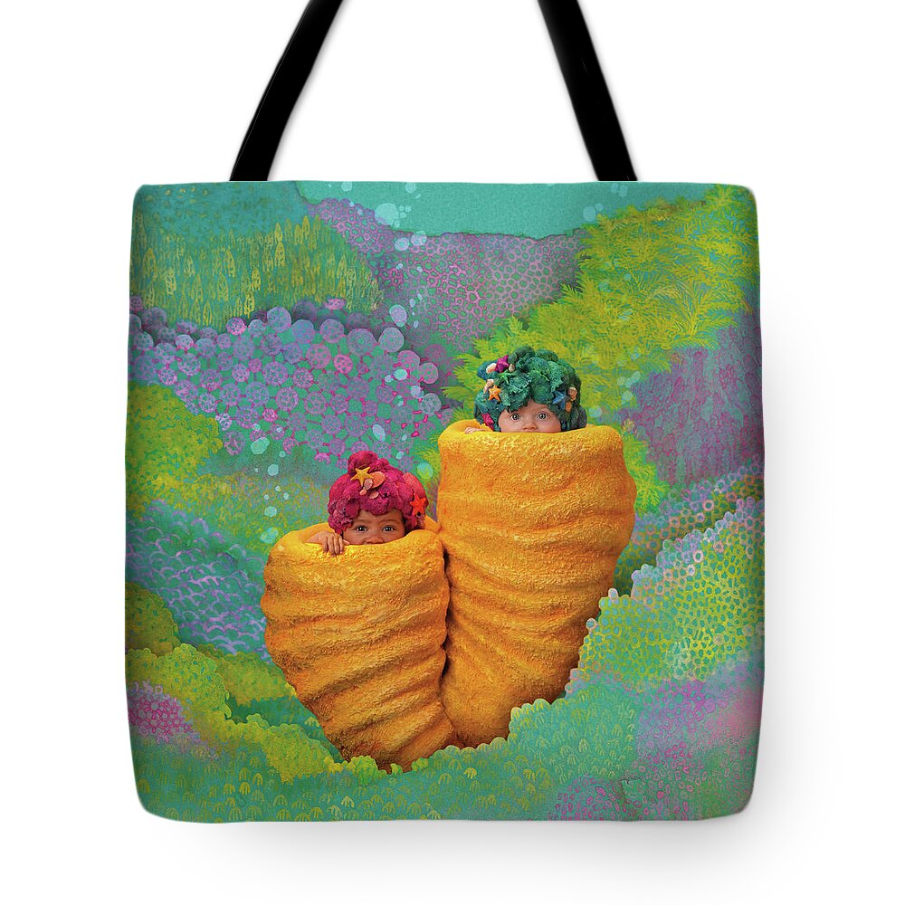 Under The Sea Tote Bag featuring the photograph Coral Babies by Anne Geddes
