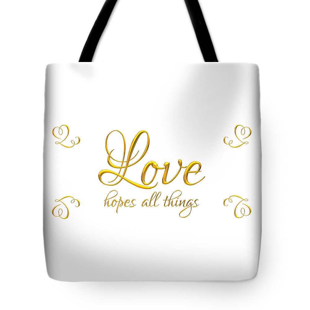 Love Hopes All Things Tote Bag featuring the digital art Corinthians Love Hopes All Things by Rose Santuci-Sofranko