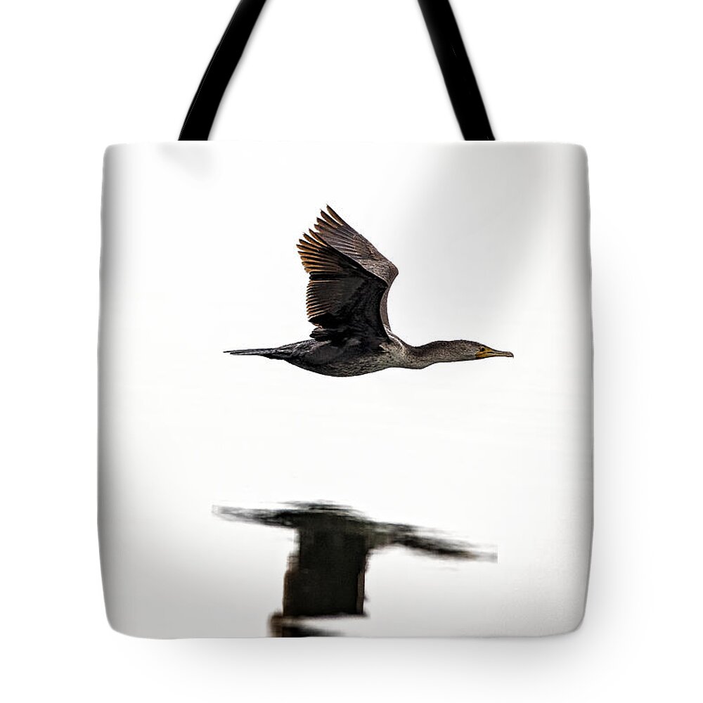 Cormorant Tote Bag featuring the photograph Cormorant in Flight by Michael White