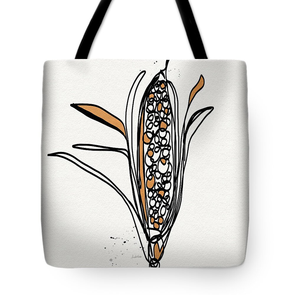 Corn Tote Bag featuring the drawing corn- contemporary art by Linda Woods by Linda Woods