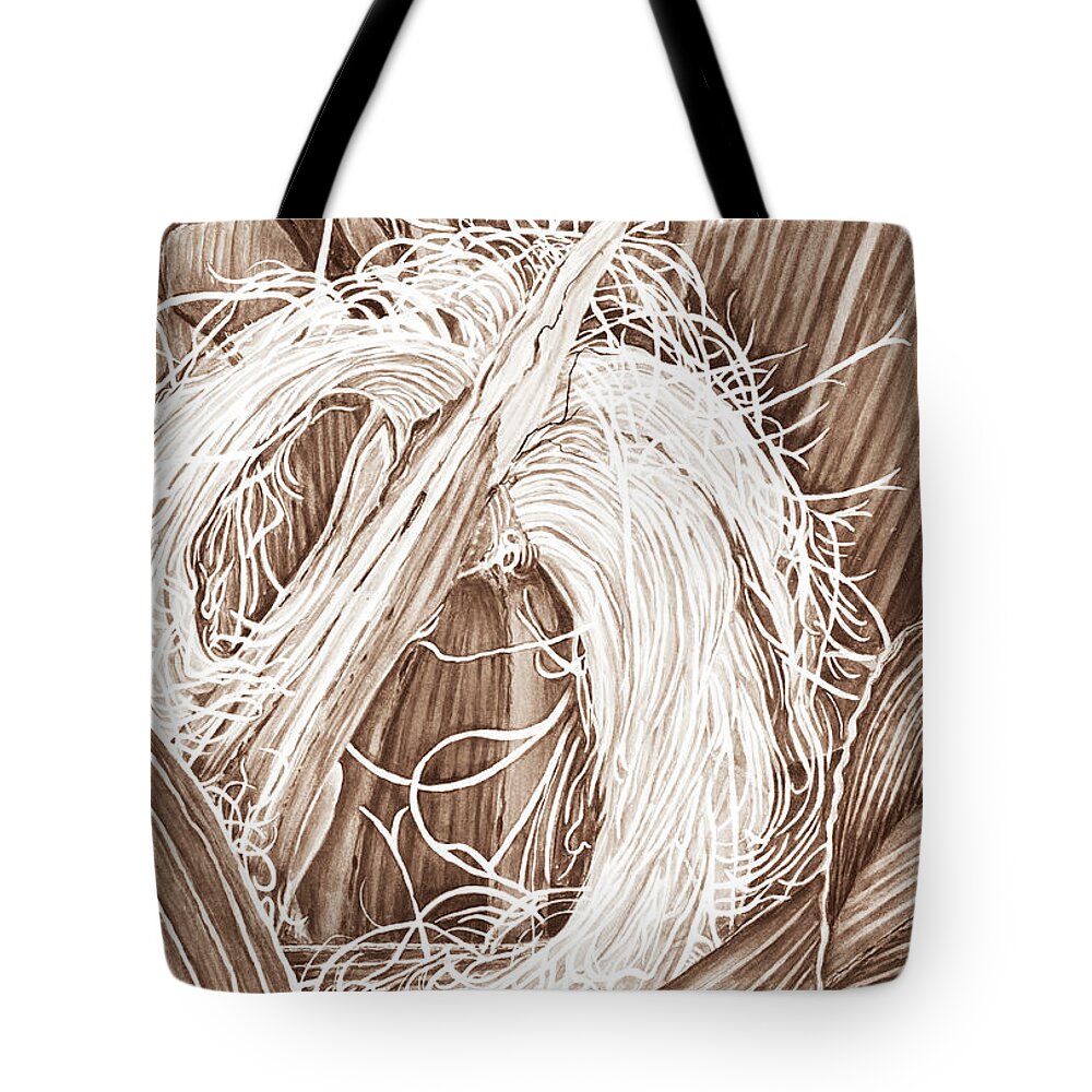 Corn Tote Bag featuring the digital art Corn Silk - Neutral by Lori Taylor