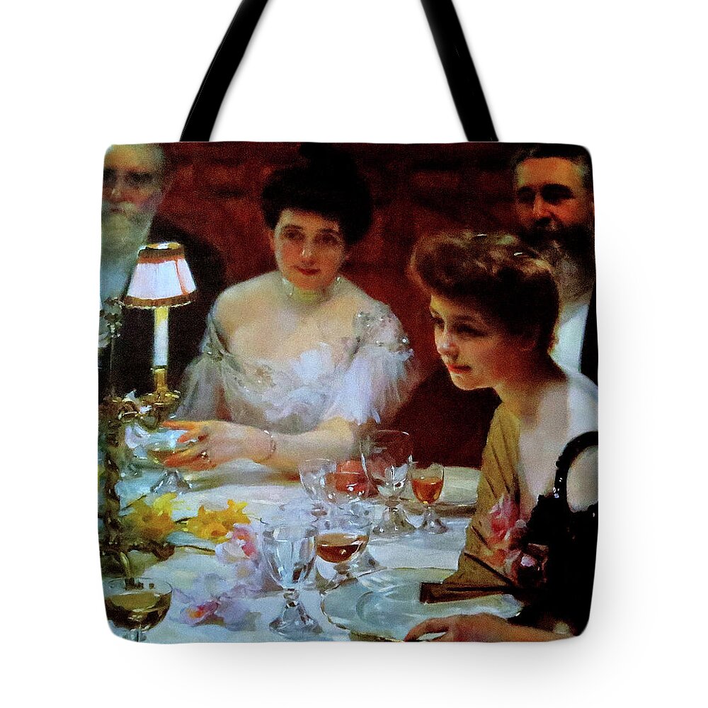 Paul Emile Chabas Tote Bag featuring the photograph Corner of the Table or Chabas Table by Linda Stern